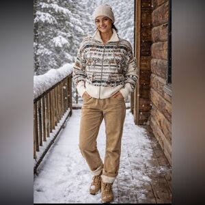 ❄️RARE❄️ Anthropologie NWT Pilcro Collared Zip-Up Novelty Sweater size XS.